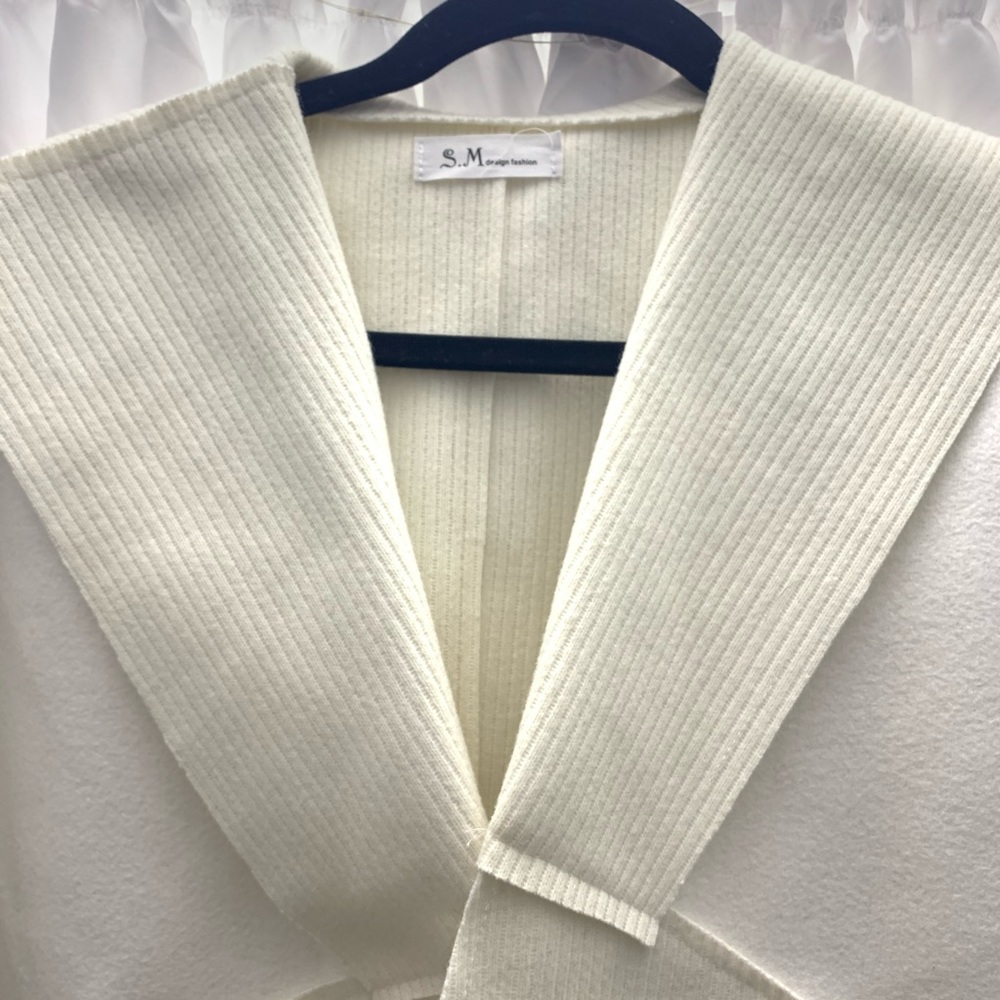 Ivory Knit Structured Ribbed Section Jacket M/L - image 2